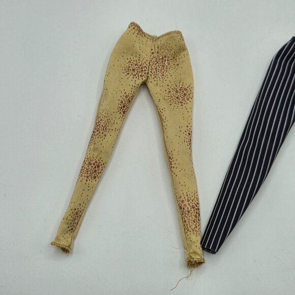 Set Of 3 Vintage Barbie Doll Pants: Yellow Speckled Black & White Striped Teal S - Picture 2 of 8